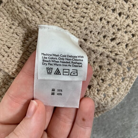 Eddie Bauer Cardigan Women's Petite XL Beige Hand Crocheted 3/4 Sleeve - Picture 6 of 12